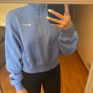 Nike Women's Light Blue Half-Zip Sweatshirt